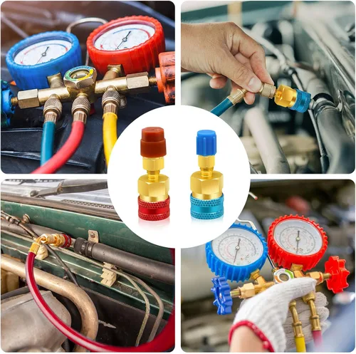 Vista 7 de 2 adaptadores R1234yf a R134a, kit de acopladores rápidos, kit de recarga de refrigerante R1234yf, adaptadores de lado alto/bajo R134a a R1234yf