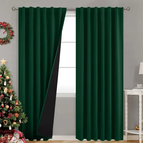 Vista 29 de BGment Cortinas 100% opacas beige de 63 pulgadas de largo con forro aislante térmico, bolsillo para varilla y lengüeta trasera de doble capa