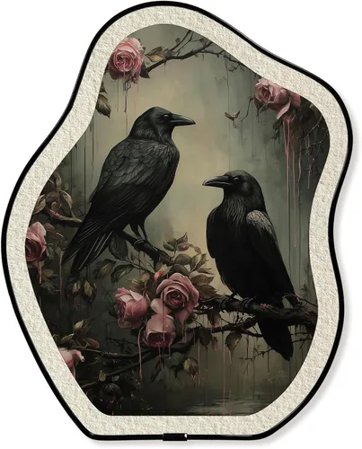 Vista 17 de KVEKVE Dark Academia - Decoración ovalada enmarcada para pared, paisaje gótico, naturaleza, luna Moody, decoración colgante, para pared o mesa
