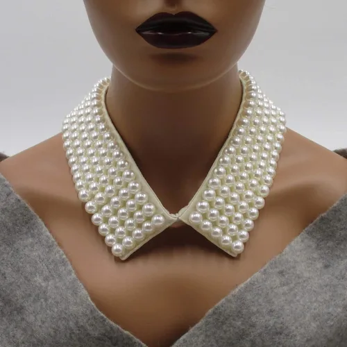Vista 3 de Trimscraft collar collar de perlas simuladas desmontable falso collar gargantilla ropa accesorio para mujer