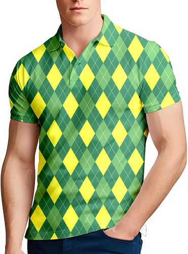 Vista 53 de Camisa de golf de los años 80 para hombre, ajuste seco, manga corta, estampada, divertidas, camisas de golf de los años 90 para hombre