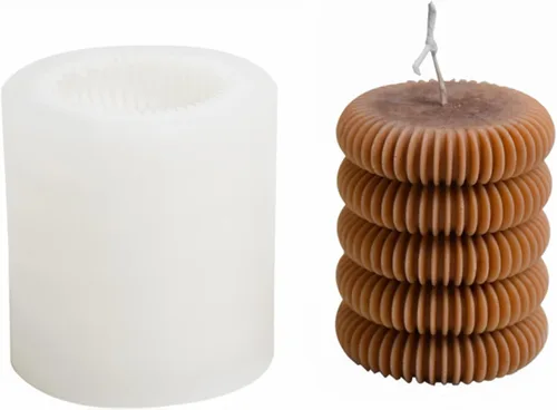 Vista 12 de Molde de silicona para velas a rayas de barril Molde de jabón para velas de pilar geométrico, molde de fondant, molde para hornear pastel
