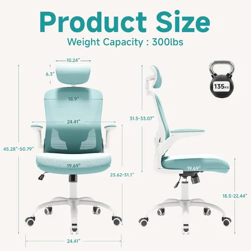 Vista 2 de Silla de oficina ergonómica, silla de juegos, silla de escritorio azul
