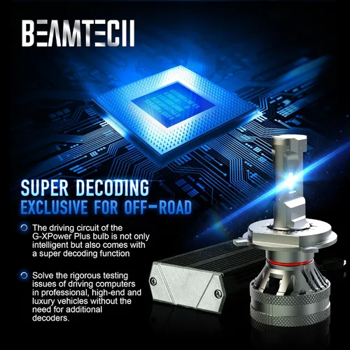 Vista 4 de BEAMTECH Bombillas H4, chips G-XP Canbus Ready 600% más brillantes 6500K luz blanca Bombillas H4/9003, paquete de 2