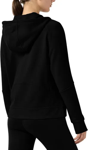 Vista 2 de Rdruko Sudadera con capucha y cremallera completa para mujer, con agujero para el pulgar, de algodón, con cremallera frontal, suave, ligera