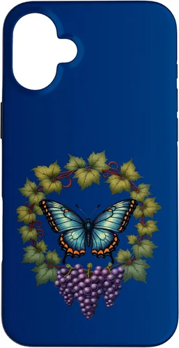 Vista 23 de Blue Winged Diana Fritillary Butterfly and Grape Vine Case for iPhone XR