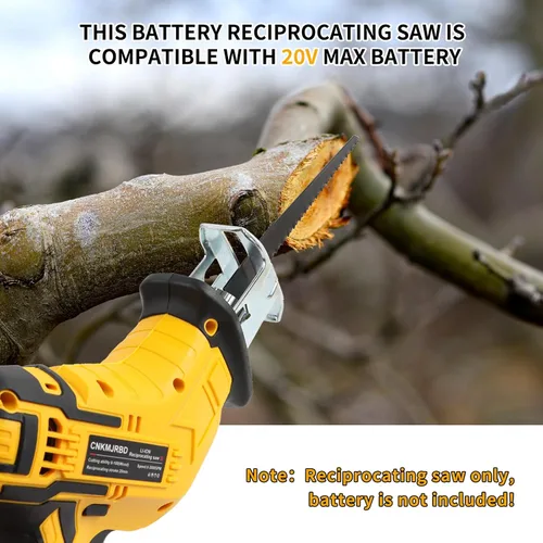 Vista 3 de Sierra de vaivén inalámbrica Compatible con batería Dewalt 20V Max (SIN batería), sierra recíproca potente, velocidad variable 0-3000 SPM, cambio