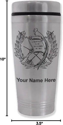 Vista 4 de LaserGram Taza de viaje de 16 onzas, bandera de Guatemala, grabado personalizado incluido