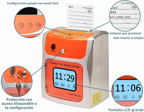 Vista 2 de Reloj de tiempo para pequeñas empresas AT-2700