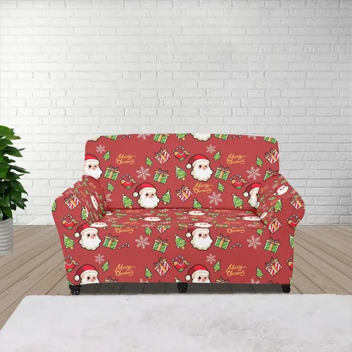 Vista 3 de GIFTPUZZ Funda de sofá roja navideña, protector de sofá con parte inferior elástica para sala de estar, dormitorio y decoración de oficina, elegante