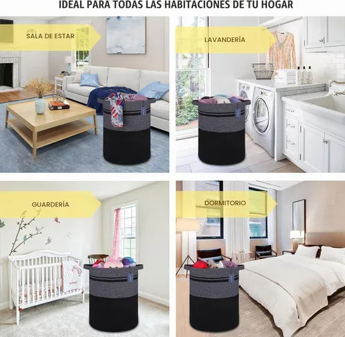 Vista 2 de COMSE Cesta de manta extragrande, canasta alta para ropa sucia, cesta de guardería, 15.7 x 21.7 pulgadas, cesta de ropa tejida con cuerda de algodón