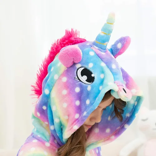 Vista 6 de Doctor Unicorn Ropa de dormir con capucha de unicornio suave con puntos - Regalos de unicornio para niñas