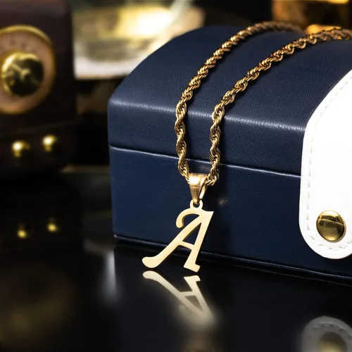 Vista 2 de Kalapure Colgante con inicial de oro de 14 quilates, collar con letra Alpahbet personalizado de la A a la Z, colgante con inicial, collares