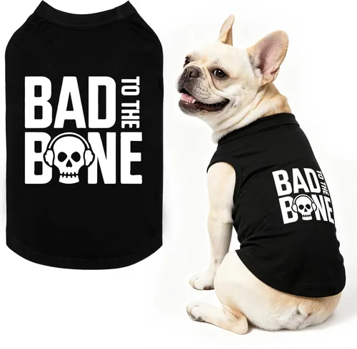Vista 38 de BINGPET Bad to The Bone - Camiseta de algodón suave para cachorros, transpirable, ligera, para disfraz de perro, chaleco sin mangas, lavable a