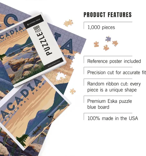 Vista 4 de Lantern Press Acadia National Park Jordan Pond Puzzle, 1000 piezas