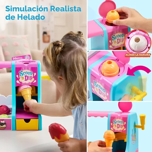 Vista 2 de lalalark Juguete para hacer helados, haz tu propio juego de helado, juego de juguetes de comida para jugar, juguete de cocina para niños, regalos