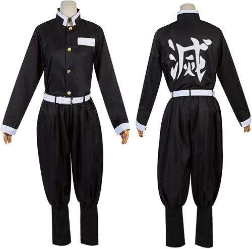 Vista 5 de Giyuu - Disfraz de kimono de cosplay conjunto completo de abrigo para hombre