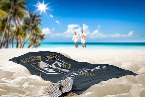 Vista 2 de Northwest NHL Vegas Golden Knights 2023 Stanley Cup Champions - Toalla de playa ligera de mezcla de algodón, equipo de viaje para fanáticos