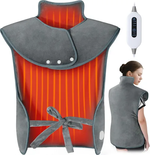 Vista 10 de Tovve Almohadilla térmica para espalda, cuello y hombros, grande y portátil para relajar los músculos, regalos de cumpleaños para mujeres, hombres