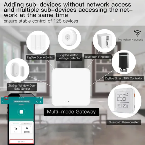 Vista 5 de ZigBee y Bluetooth Mesh Gateway Hub: Puerta de enlace de concentrador inteligente multiprotocolo, control de voz Tuya ZigBee Hub a través de Alexa