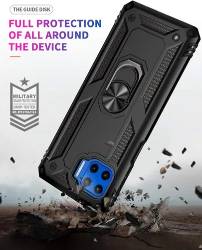 Vista 5 de Motorola One 5G Funda para teléfono celular, funda protectora híbrida de policarbonato duro suave TPU a prueba de golpes, soporte de anillo