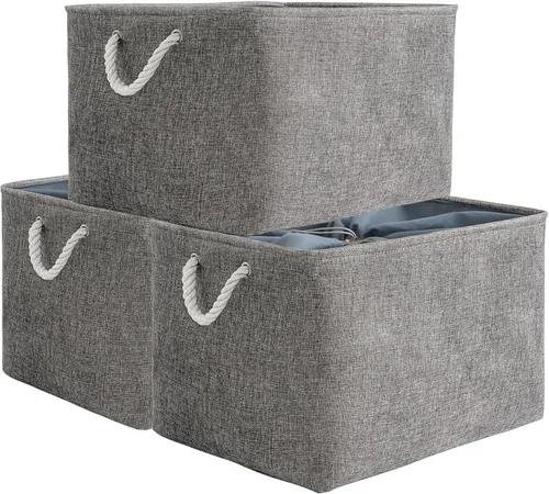 Vista 39 de TheWarmHome Contenedores de almacenamiento para estantes, tamaño mediano, 3 unidades, 13.8 pulgadas de largo x 9.8 pulgadas de ancho x 6.7 pulgadas