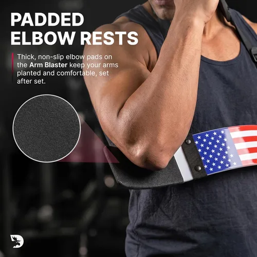 Vista 7 de DMoose Fitness Brazo Blaster para bíceps y tríceps – Aluminio resistente, acolchado suave para el cuello y correas ajustables – Soporte de rizo