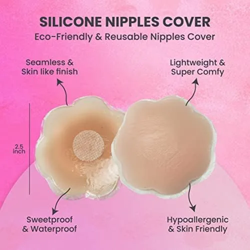Vista 8 de Boob Tape- Boobytape For Breast Lift Sweat Proof Boobtape For Large Breasts, Boobtape & Nipple Cover In Body Tape Set(2"&3")