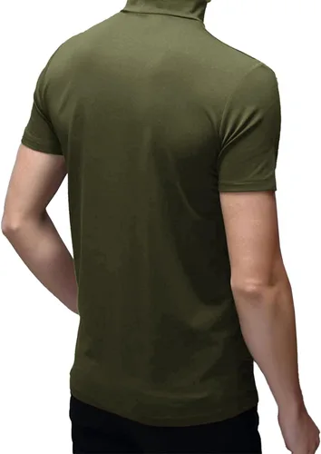 Vista 3 de Camiseta de manga corta para hombre, básica, cuello alto, ajustada, sin botones, térmica, sólida