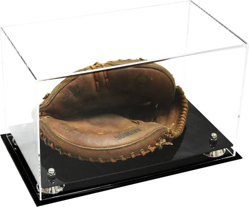 Vista 80 de Better Display Cases Vitrina de guantes de béisbol de acrílico transparente con elevadores negros (A011/V16)