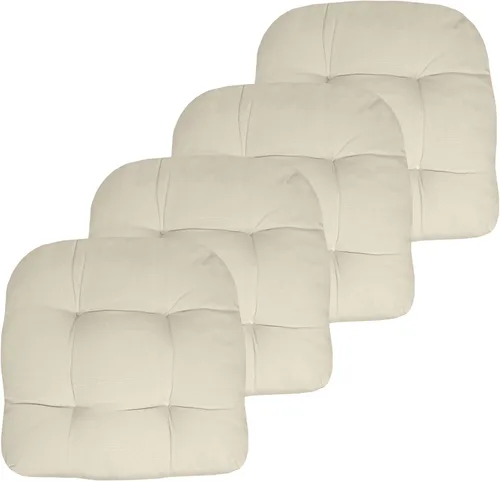 Vista 32 de Sweet Home Collection - Cojines para silla de patio y exterior, almohadillas prémium con relleno grueso y cómodo de fibra, mechones, 19 x 19 Negro
