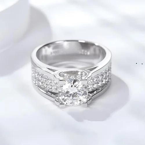 Vista 3 de Wedding Rings for Men,Moissanite Eternity Engagement Band Brilliant D Color VVS1 Clarity Lab Created Diamond Ring with Solid S925 Sterling Silver