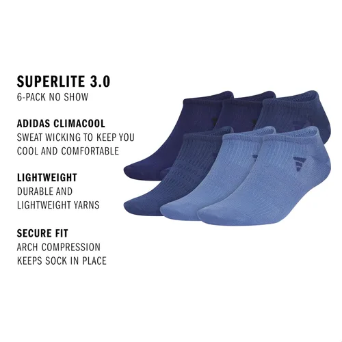 Vista 3 de Calcetines deportivos Adidas Superlite invisibles para hombre (paquete de 6 pares) de perfil bajo por debajo del tobillo
