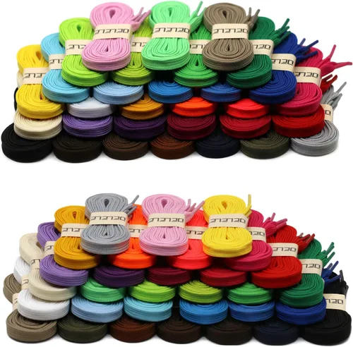 Vista 5 de DELELE Cordones planos sólidos huecos gruesos para zapatos atléticos, 2 pares