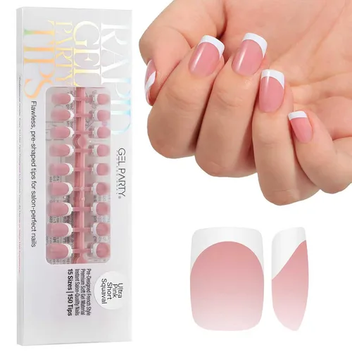 Vista 11 de GELPARTY - Puntas de uñas francesas X-Nude Short Almond, 150 unidades, 15 Desnudo