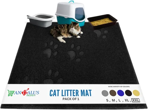 Vista 23 de Andalus Tapete Pequeño para Arena de Gatos, Paquete de 2 - Impermeable, Antideslizante y Fácil de Limpiar, Tapete para Caja de Arena de Gatos
