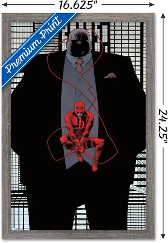 Vista 3 de Trends International Marvel Comics Daredevil - Póster de pared Kingpin Shadow, 22.4 pulgadas de largo x 14.7 pulgadas, versión enmarcada de madera