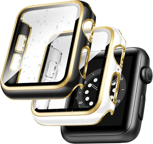 Vista 17 de top4cus - Funda de policarbonato para Apple Watch Series 3, 2 y 1, color negro With Screen Protector, Daily Use Cover for Women Kids, Overall
