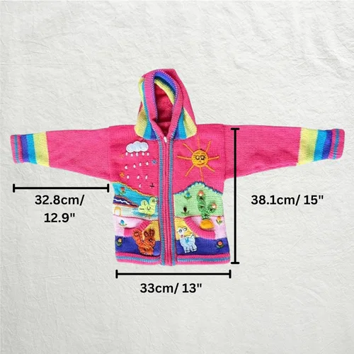 Vista 10 de Peruvian Wool Knitted Sweater with hoodie for babies & toddlers, Unisex, Chompas Peruanas, fall winter sweater