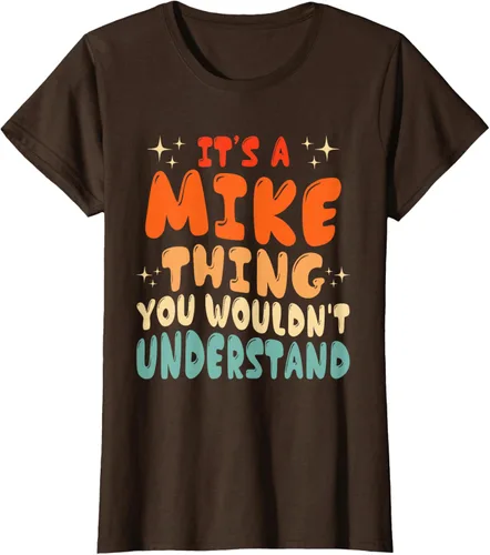 Vista 20 de Camiseta retro de los años 80 con texto en inglés "It's A Mike Thing You Wouldn't Understand", Negro