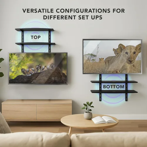 Vista 5 de mount-it. LCD, LED, Plasma TV Wall Mount Bracket para cable Box, reproductor de DVD, Stereo Componentes Shelf Negro