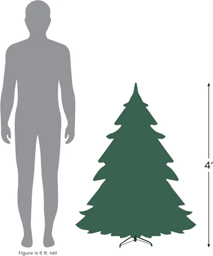 Vista 5 de Árbol de Navidad artificial completo de pino del norte preiluminado de 4 pies, luces transparentes