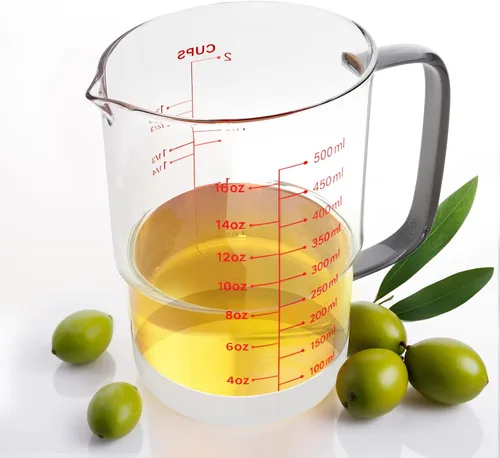 Vista 11 de Newness Taza medidora de vidrio con asa, 10.1 fl oz (0.3 litros, 1 1/4 taza) taza medidora con tres escalas (OZ, taza, ML/CC) y pico en forma de V