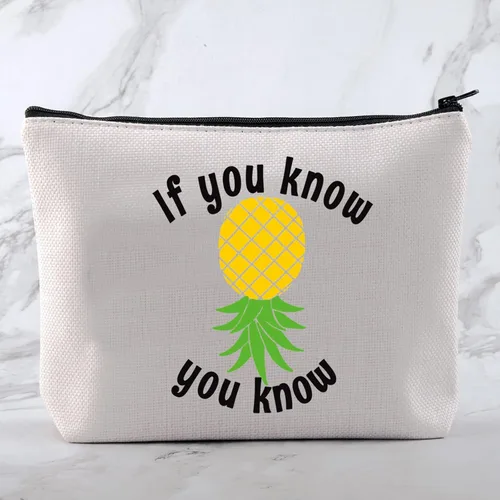 Vista 3 de MNIGIU Bolsa de cosméticos divertida de piña al revés Bolsa de maquillaje de piña Swinger Regalo de fiesta de regalo, Piña al revés., Monedero