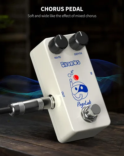 Vista 3 de Pogolab Pedal de Chorus, Pedal de Guitarra Chorus, Mini Pedal de Chorus Analógico, DC 9V, True Bypass para Guitarra Eléctrica