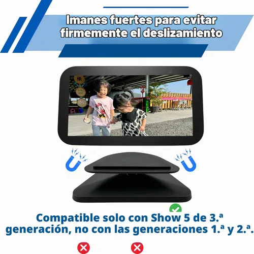 Vista 2 de Sintron Soporte Magnético Ajustable con Montaje para Echo Show 5 de 3ª Generación, Soporte de Pantalla Inteligente con Rotación de 360 Grados