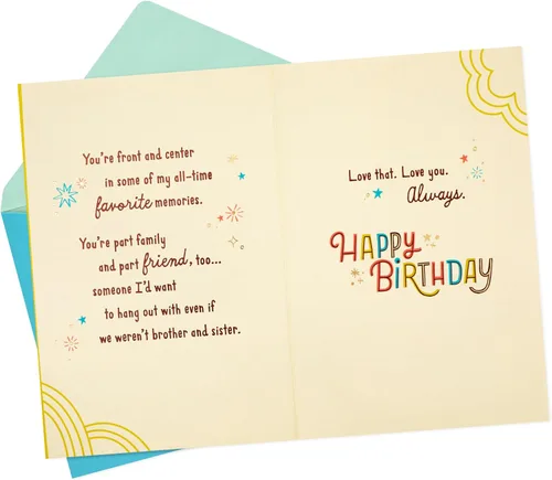 Vista 2 de Hallmark Tarjeta de cumpleaños para hermano de hermana (Cheers to You)