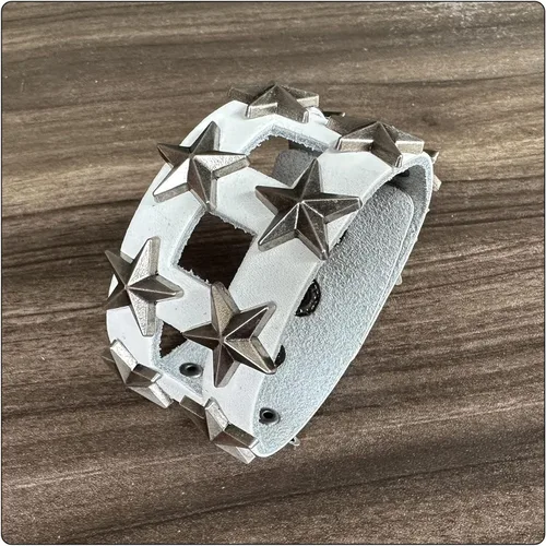 Vista 7 de Pulsera de cuero ancho de estrella de aleación punk rock