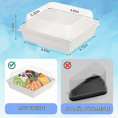 Vista 2 de Remerry Juego de 80 cajas de embutidos con tapas transparentes, cajas de papel blanco de 5.4 pulgadas, cuadradas, desechables, para postre