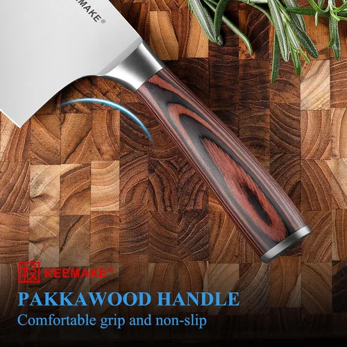 Vista 4 de Cuchillo KEEMAKE de 7 pulgadas, cuchillo para carne de servicio pesado con acero alemán de alto carbono inoxidable 1.4116, cuchillo de verduras